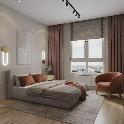 Проект однокомнатной квартиры 43 м 2 в Ханты-мансийске. 08