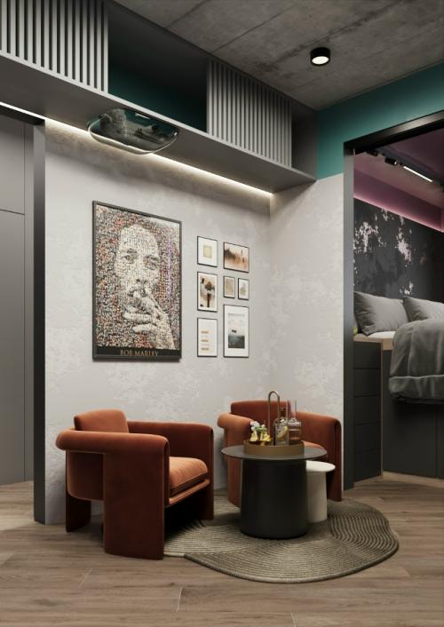 Оригинальный проект 1-комнатной квартиры 30, 3 м 2 для молодой женщины. 05