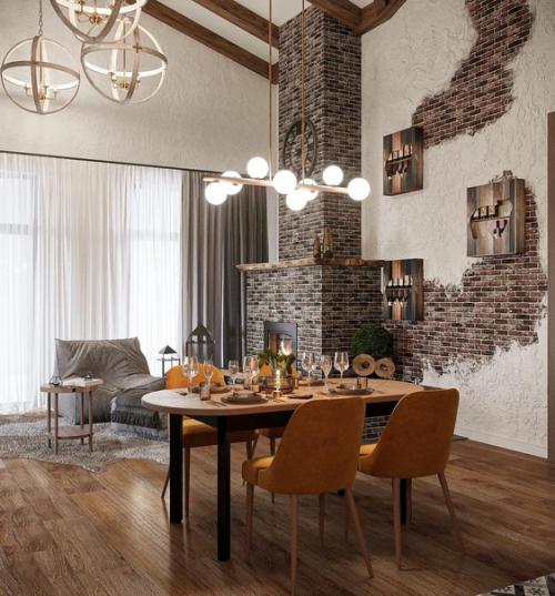 Кухня - гостиная в загородном доме в стиле фармхаус, или Фермерском стиле. 04