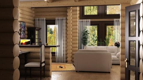 Дизайн интерьера деревянного дома, оформление деревянного дома. 08