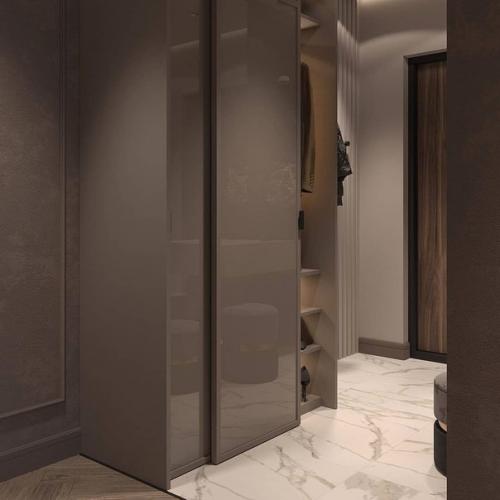 Тёплые, плотные, обволакивающие оттенки в сочетании со вкусным карамельно - шоколадным цветом дерева и ткани, интерьер кухни площадью 10 кв. 06