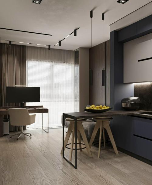 Проект 1-комнатной квартиры 46 м 2 в ЖК квартал на набережной Now в Москве. 02