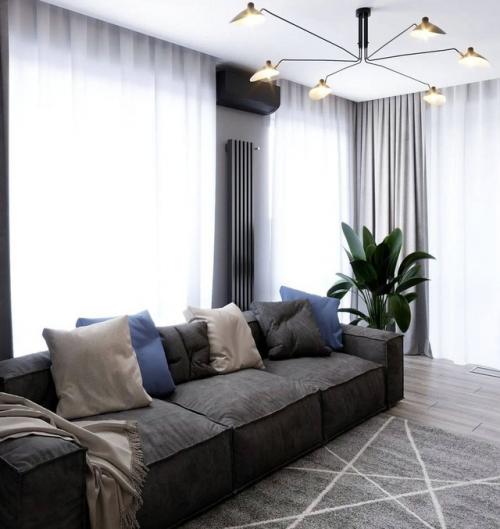 Наполненный интерьер кухни - гостиной. 01