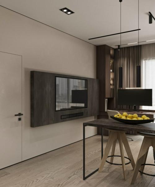 Проект 1-комнатной квартиры 46 м 2 в ЖК квартал на набережной Now в Москве. 06