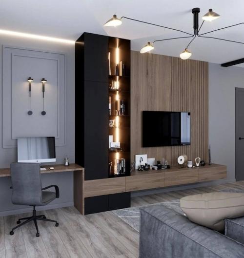 Наполненный интерьер кухни - гостиной. 02