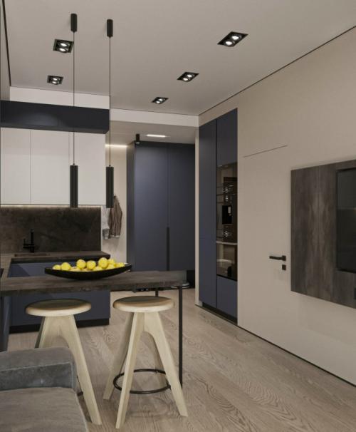 Проект 1-комнатной квартиры 46 м 2 в ЖК квартал на набережной Now в Москве. 05