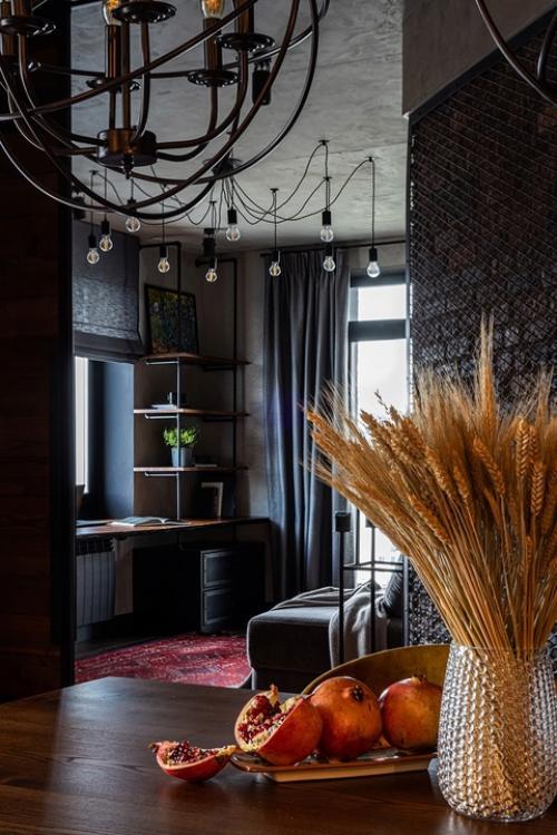 Яркий уютный лофт в интерьере гостиной. 08