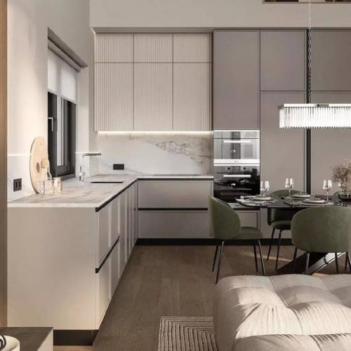 Интерьер этой кухни - гостиной получился стильным, современным, уютным и очень функциональным. 04