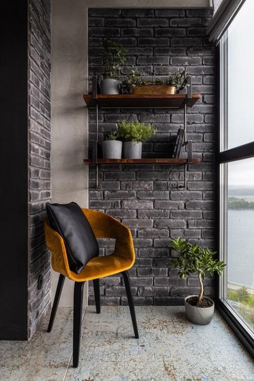 Яркий уютный лофт в интерьере гостиной. 06