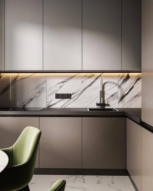 Современная кухня.  Красивый дизайн - проект кухни в современном стиле. 01