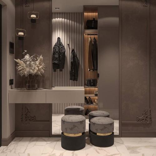 Тёплые, плотные, обволакивающие оттенки в сочетании со вкусным карамельно - шоколадным цветом дерева и ткани, интерьер кухни площадью 10 кв. 09