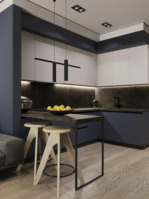 Проект 1-комнатной квартиры 46 м 2 в ЖК квартал на набережной Now в Москве.  