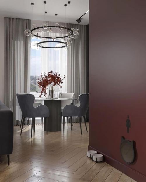 Выразительная и колоритная кухня - гостиная в современном стиле. 04