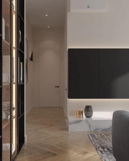 Выразительная и колоритная кухня - гостиная в современном стиле. 05