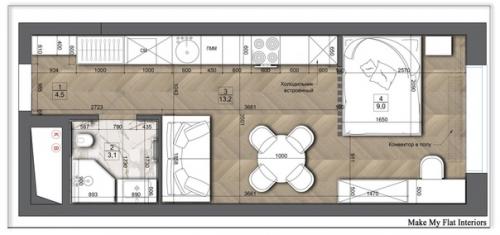 Однокомнатная квартира площадью 30 кв. 09