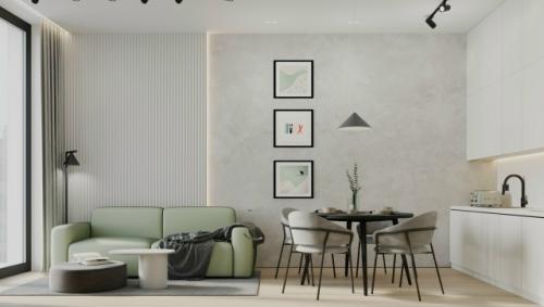 Современный проект однокомнатной квартиры 47 м 2 в Москве.  