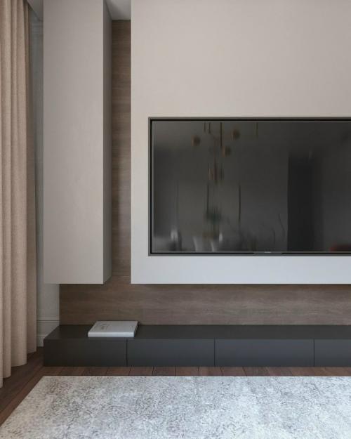 Интерьер небольшой кухни - гостиной выполнен в стильном современном стиле. 08