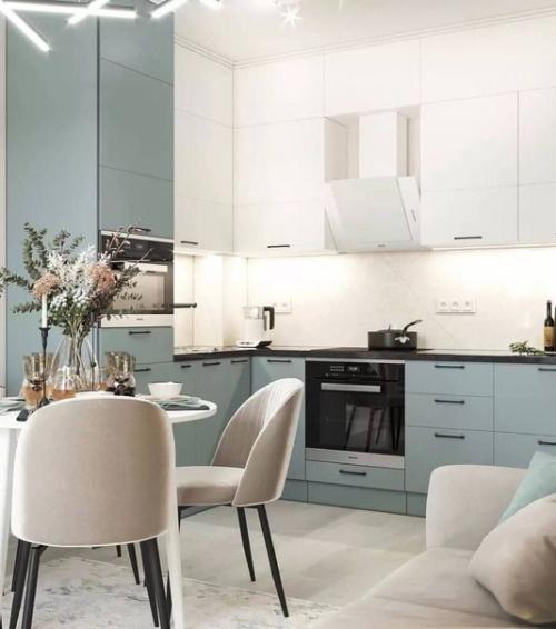 Стильный дизайн кухни - гостиной и лоджии. 05