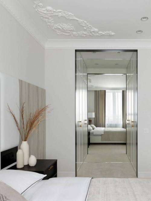 Монохромный шик: серо - белый дизайн интерьера однокомнатной квартиры. 06