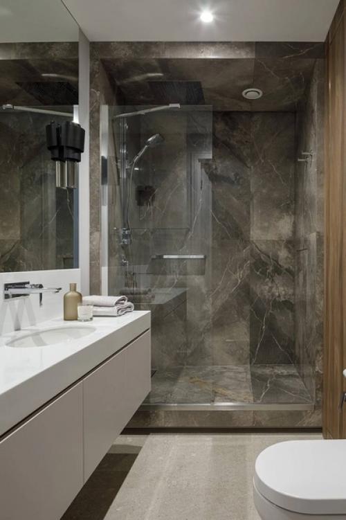 Монохромный шик: серо - белый дизайн интерьера однокомнатной квартиры. 08