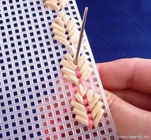 Вышивка салфетки целлофаном. 06