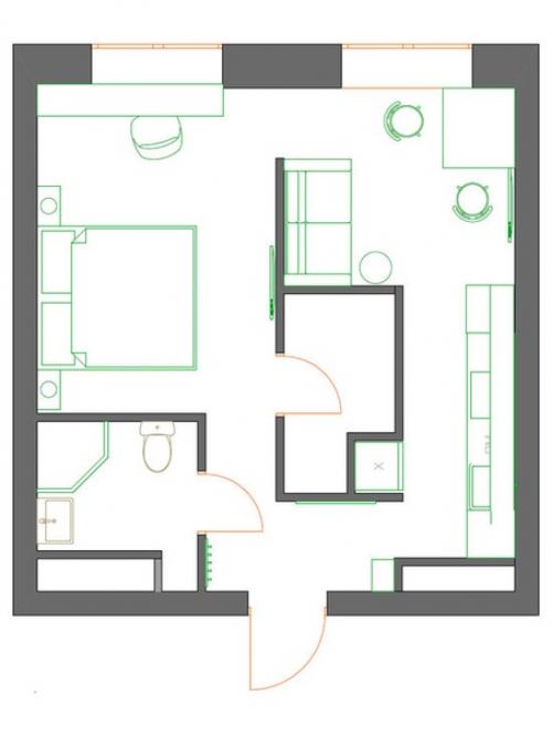 Однокомнатная квартира для молодого человека. 09