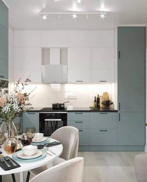 Стильный дизайн кухни - гостиной и лоджии. 06