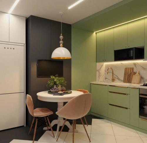 Стильный интерьер. Небольшой кухни. 01