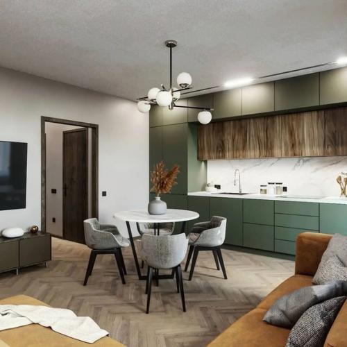 Красивая и уютная кухня - гостиная. 02