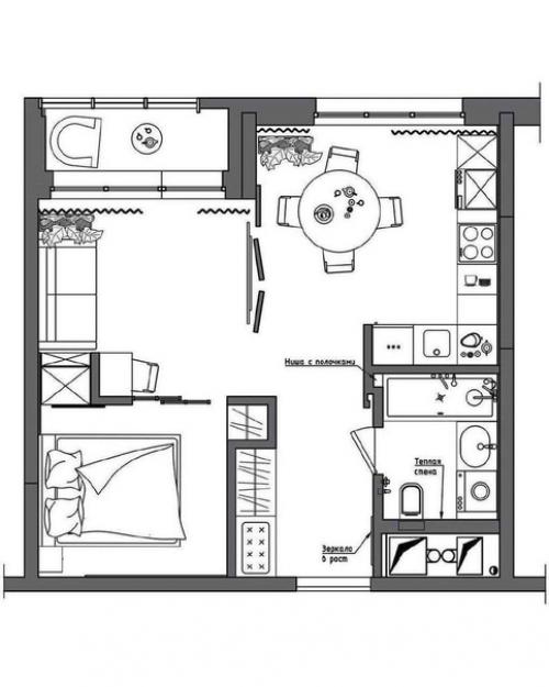 Проект квартиры 40 кв. 08