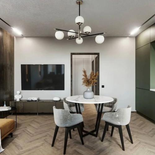 Красивая и уютная кухня - гостиная. 08