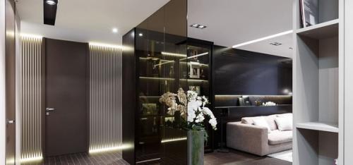 Современный интерьер кухни, объединенной с гостиной. 09