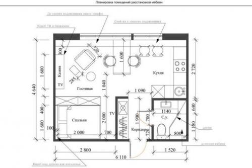 Современный интерьер квартиры площадью 27 кв. 09
