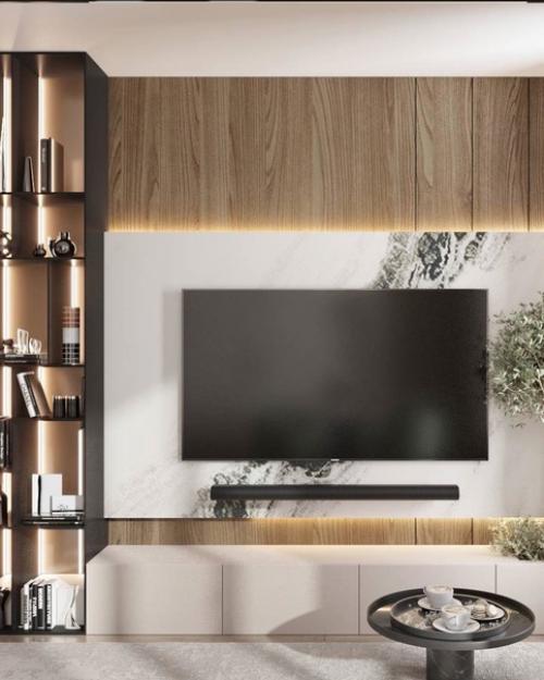 Минималистичный, уютный обволакивающий интерьер кухни - гостиной. 04