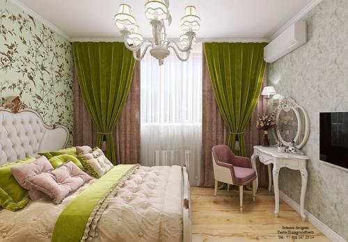 Нежный, женственный интерьер спальни специально для неё. 02