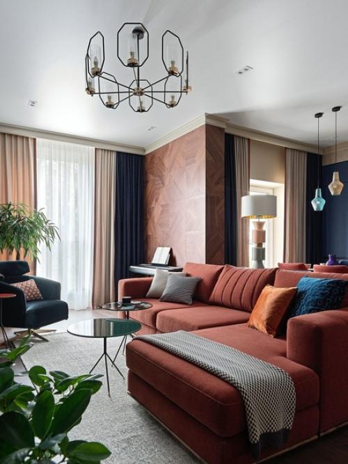 Реализованный интерьер яркой квартиры, площадью 104 кв. 01