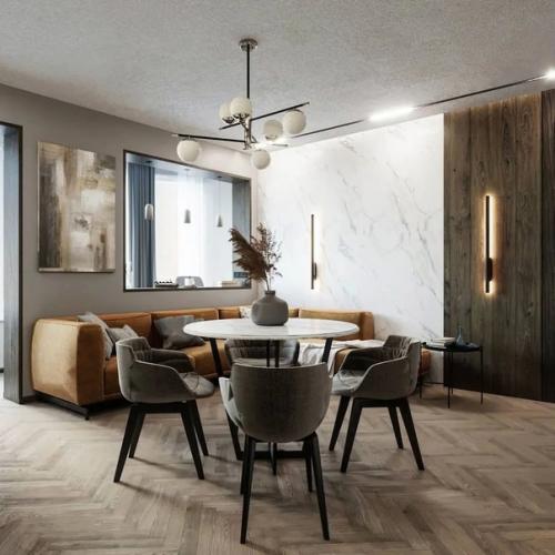 Красивая и уютная кухня - гостиная. 04