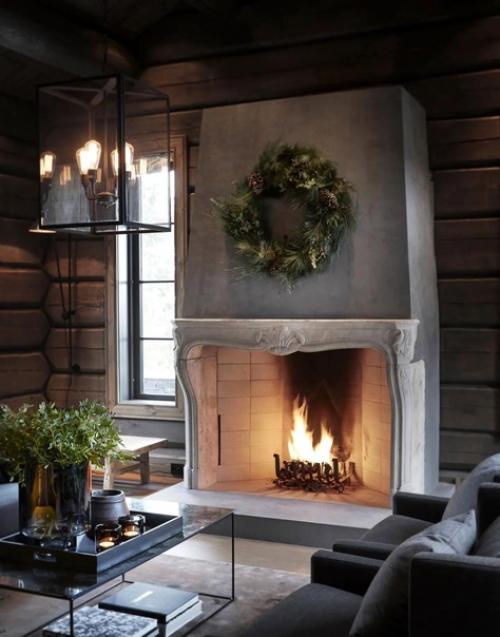 Атмосферные темные интерьеры горного шале в Норвегии. 02