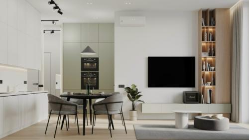 Современный проект однокомнатной квартиры 47 м 2 в Москве. 01