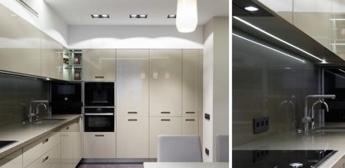 Современный интерьер кухни, объединенной с гостиной. 05