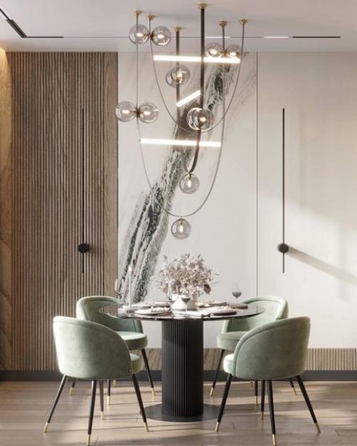 Минималистичный, уютный обволакивающий интерьер кухни - гостиной. 02