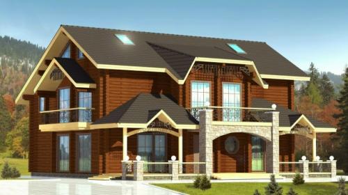 Солидный бревенчатый дом. 
