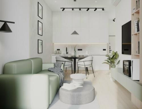 Современный проект однокомнатной квартиры 47 м 2 в Москве. 02