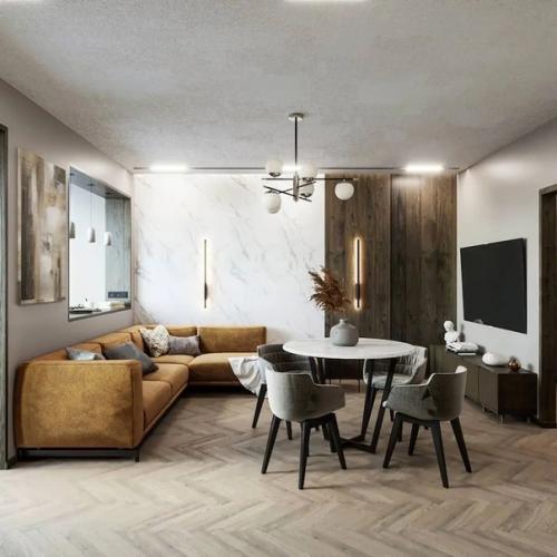 Красивая и уютная кухня - гостиная. 05