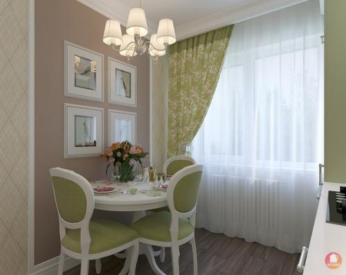 Салатовая кухня в классическом стиле. 03