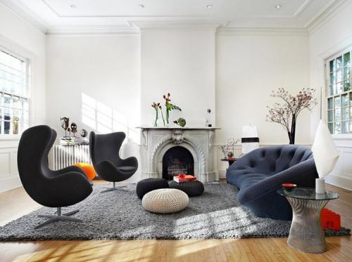 Фальш - камины в интерьере гостиной комнаты. 01