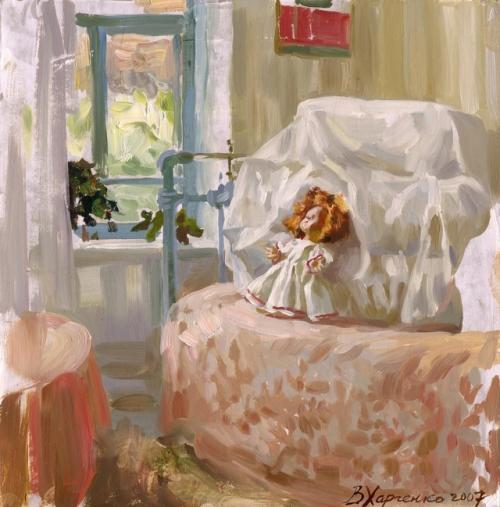 Маленький этюд того же домика, что на картине Утята Растут и его интерьеры. 02