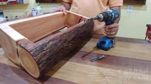 Эксклюзивная навесная полка из самого обычного бревна. 03 Эксклюзивная навесная полка из самого обычного бревна. 03