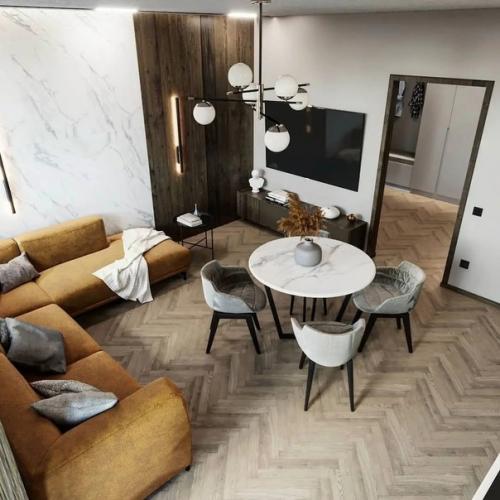 Красивая и уютная кухня - гостиная. 07