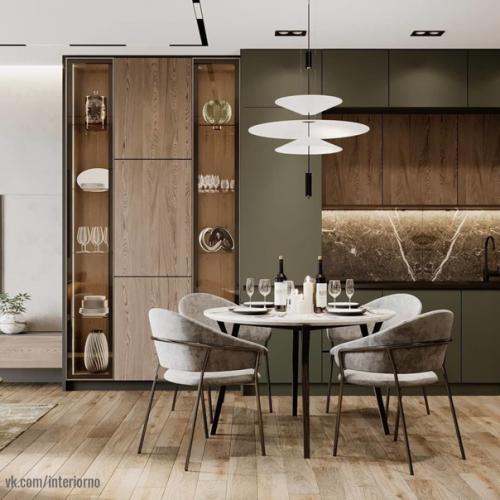 Кухня - гостинная.  Обязательным условием этого проекта было максимальное количество теплых тонов в интерьере. 04